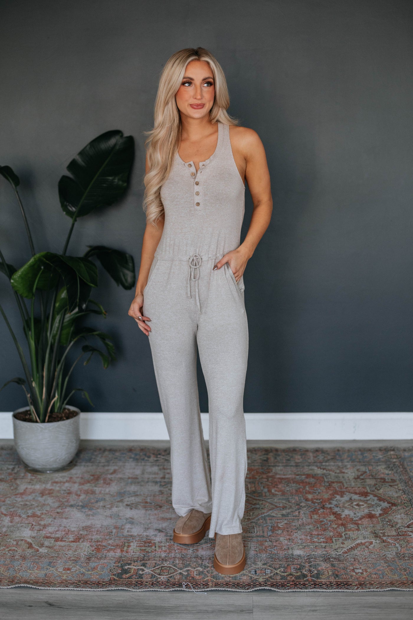 Get Comfy Jumpsuit - Mocha