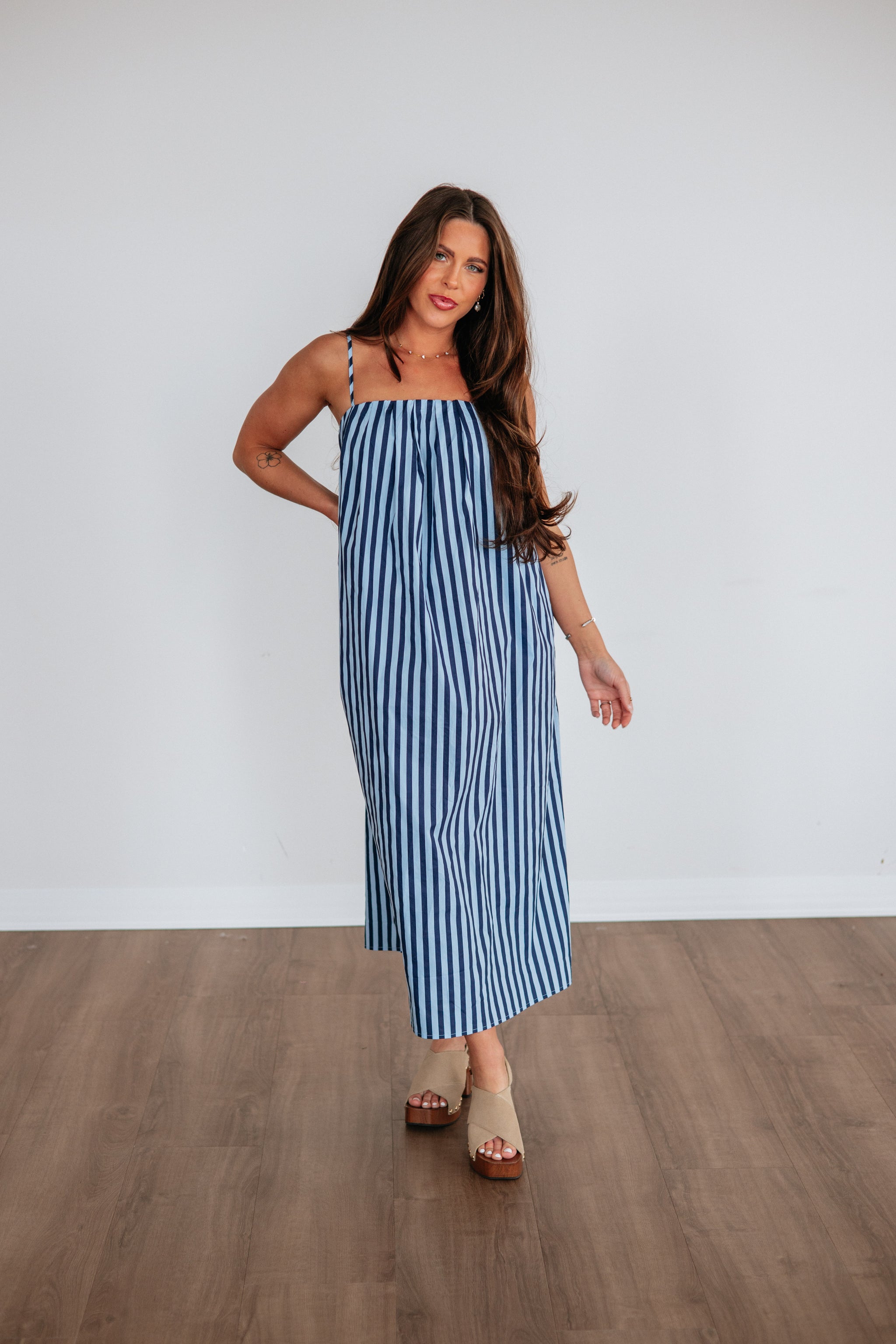 knee length dresses for ladies Kiana Midi Dress in Natural by Brave+True - Kindred Spirit main image 0