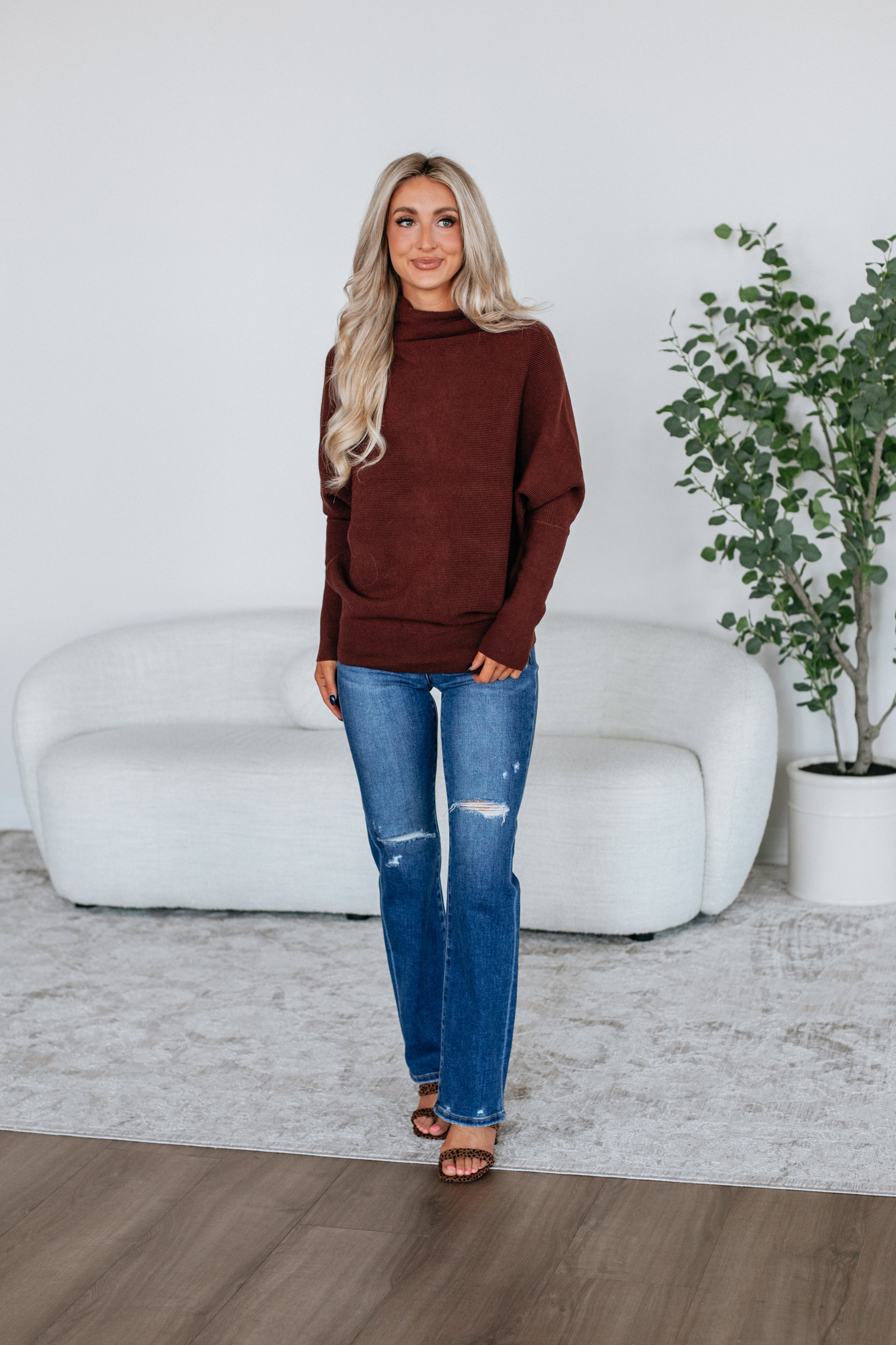 Gretchen Dolman Sweater - Mahogany