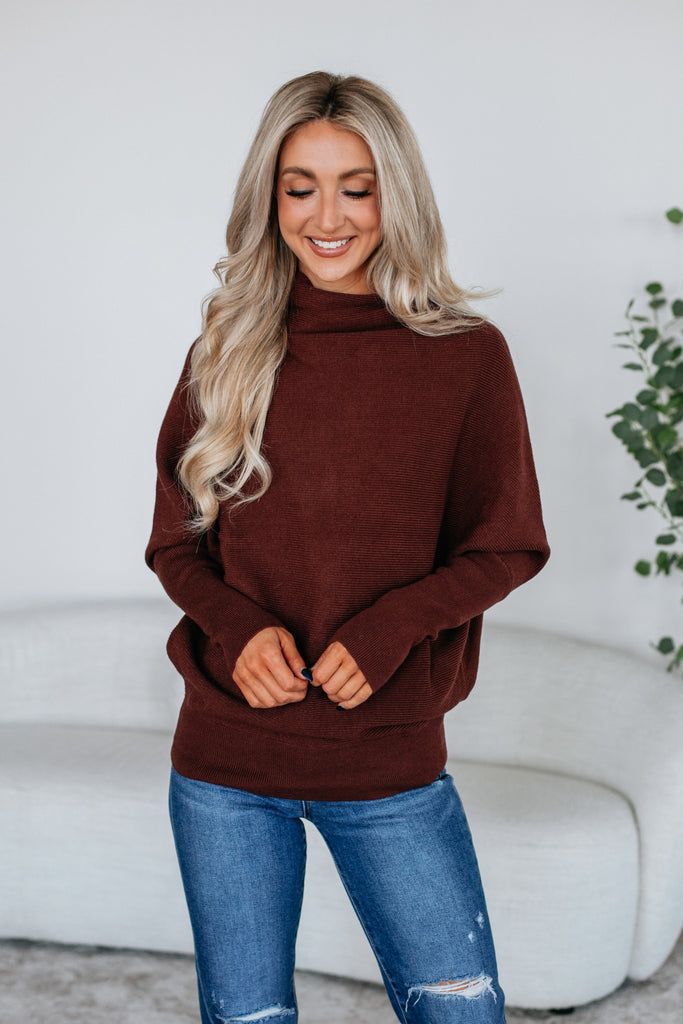 Gretchen Dolman Sweater - Mahogany