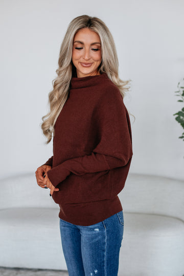 Gretchen Dolman Sweater - Mahogany