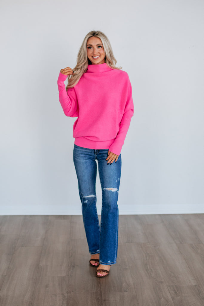 Gretchen Dolman Sweater - Hot Pink