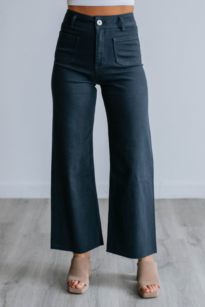 Hannah Wide Leg Pants - Navy