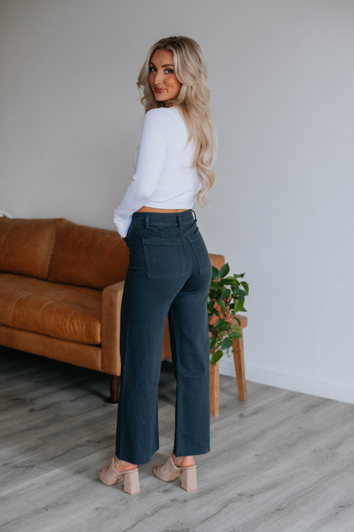 Hannah Wide Leg Pants - Navy