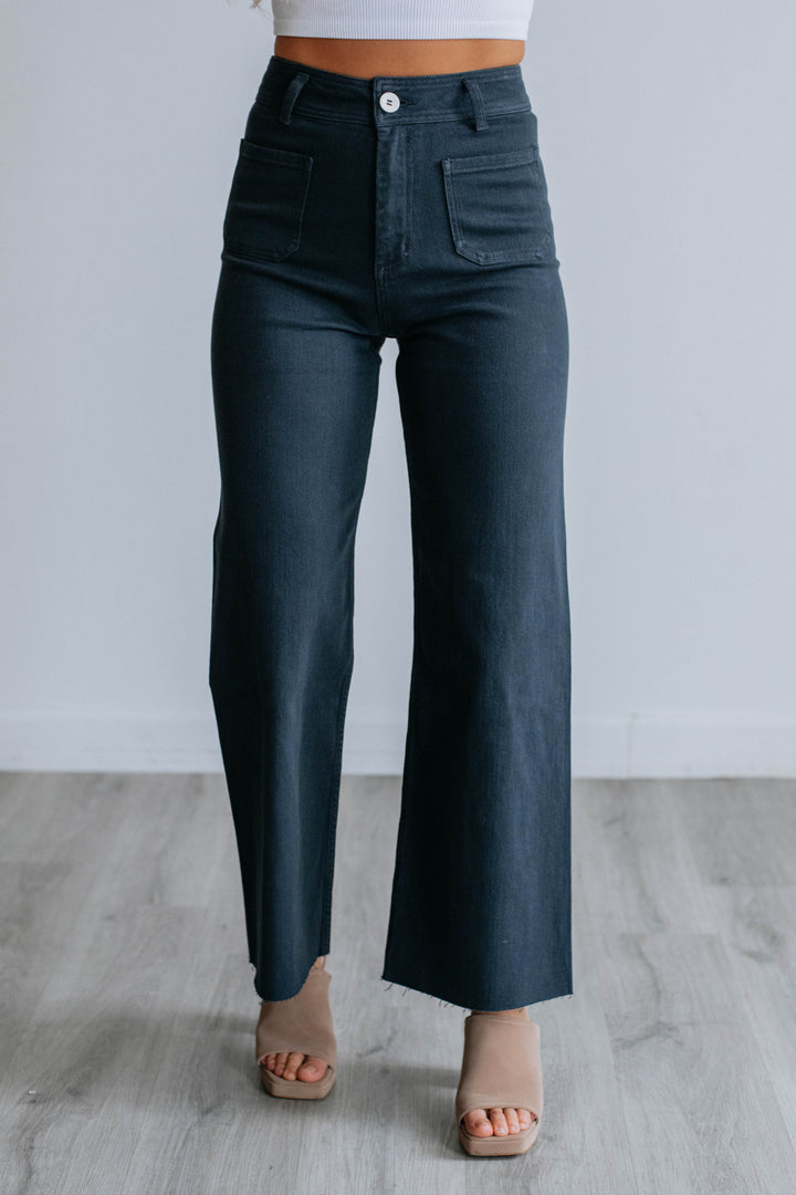 Hannah Wide Leg Pants - Navy