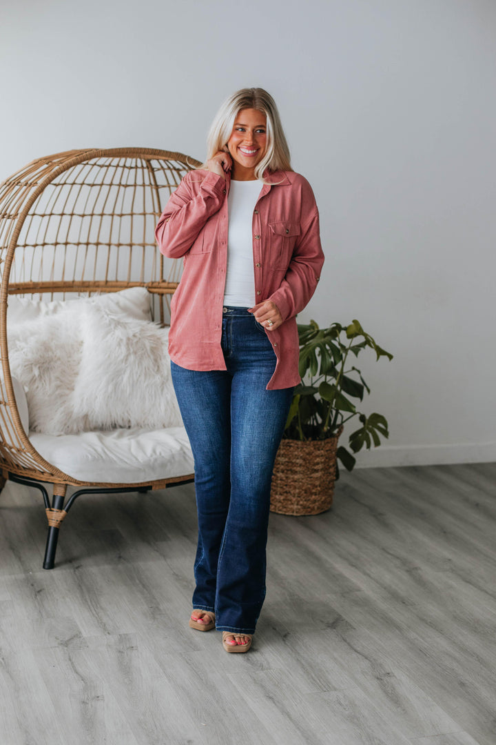 Harlem Lightweight Shacket - Rose