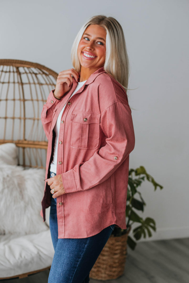 Harlem Lightweight Shacket - Rose