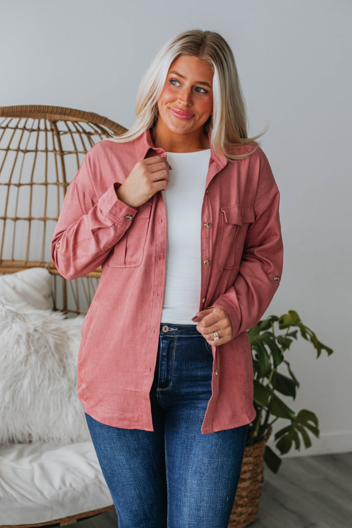Harlem Lightweight Shacket - Rose