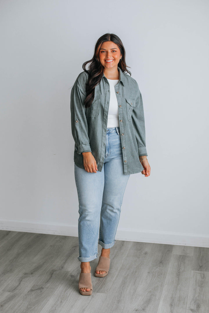 Harlem Lightweight Shacket - Spruce