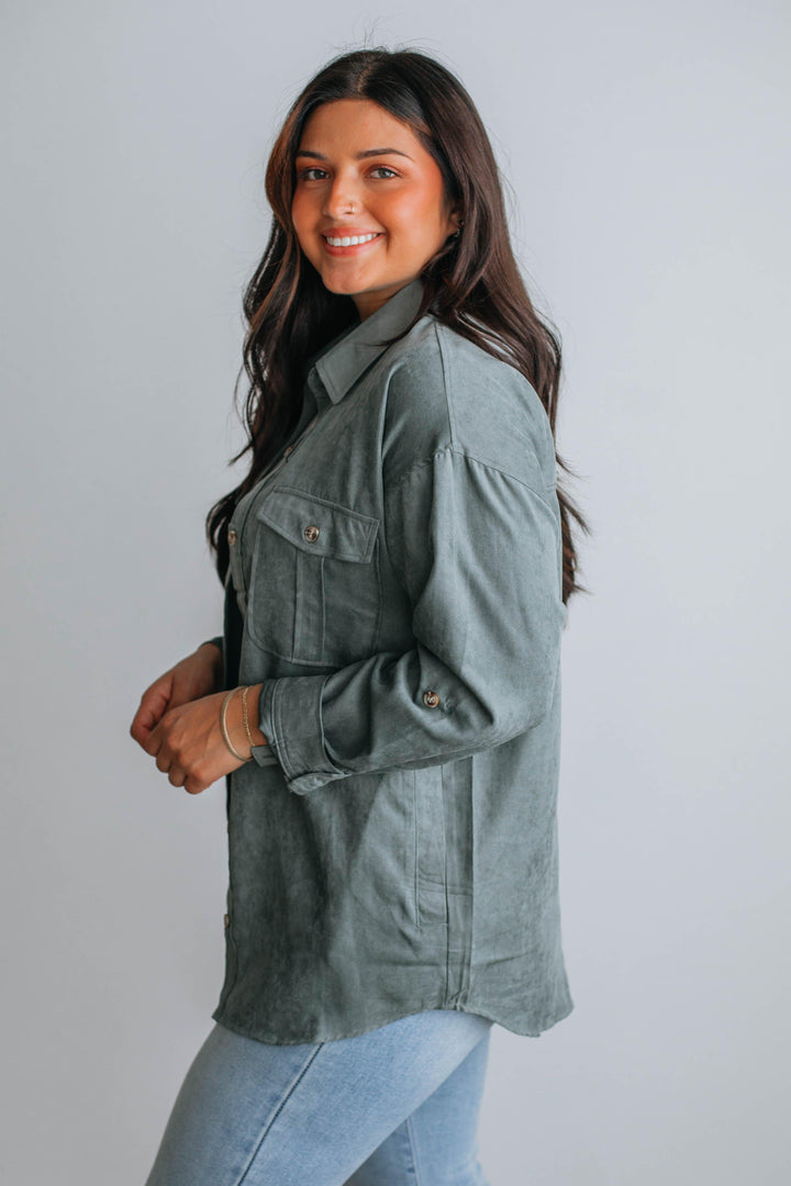 Harlem Lightweight Shacket - Spruce