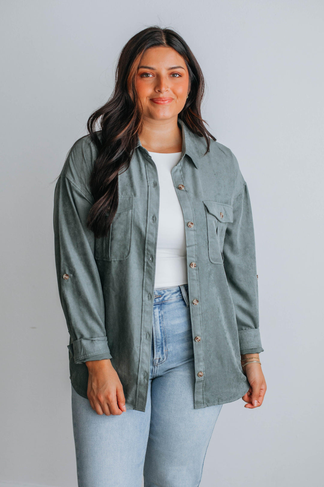 Harlem Lightweight Shacket - Spruce