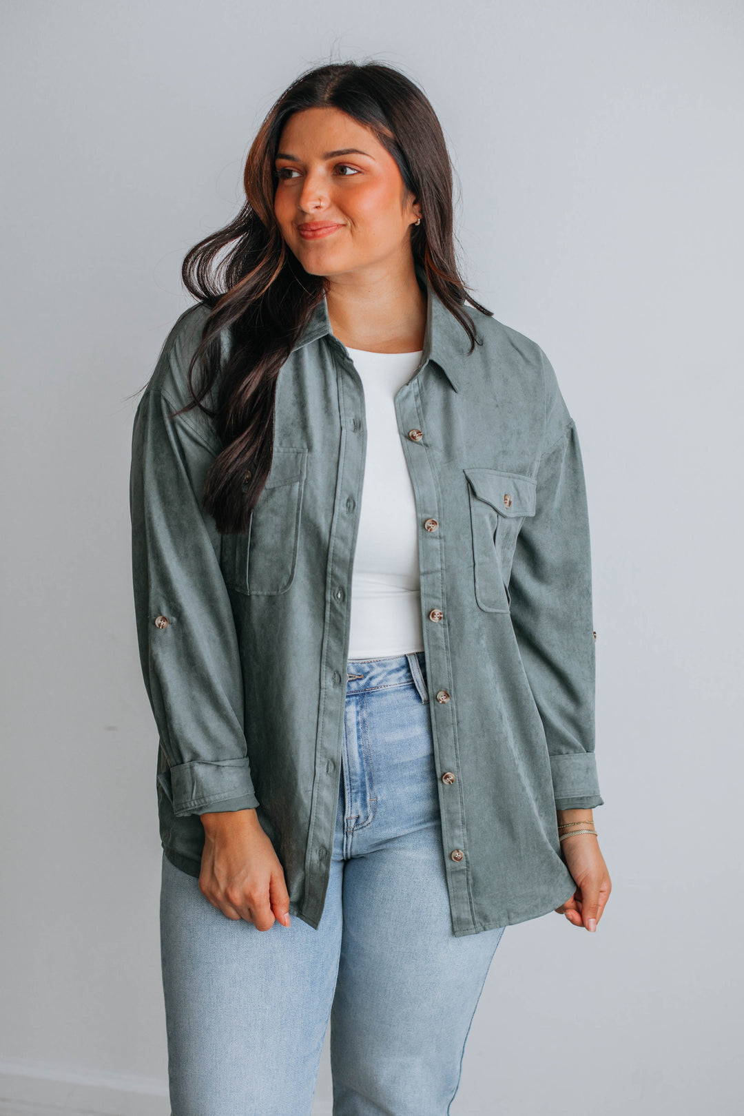 Harlem Lightweight Shacket - Spruce