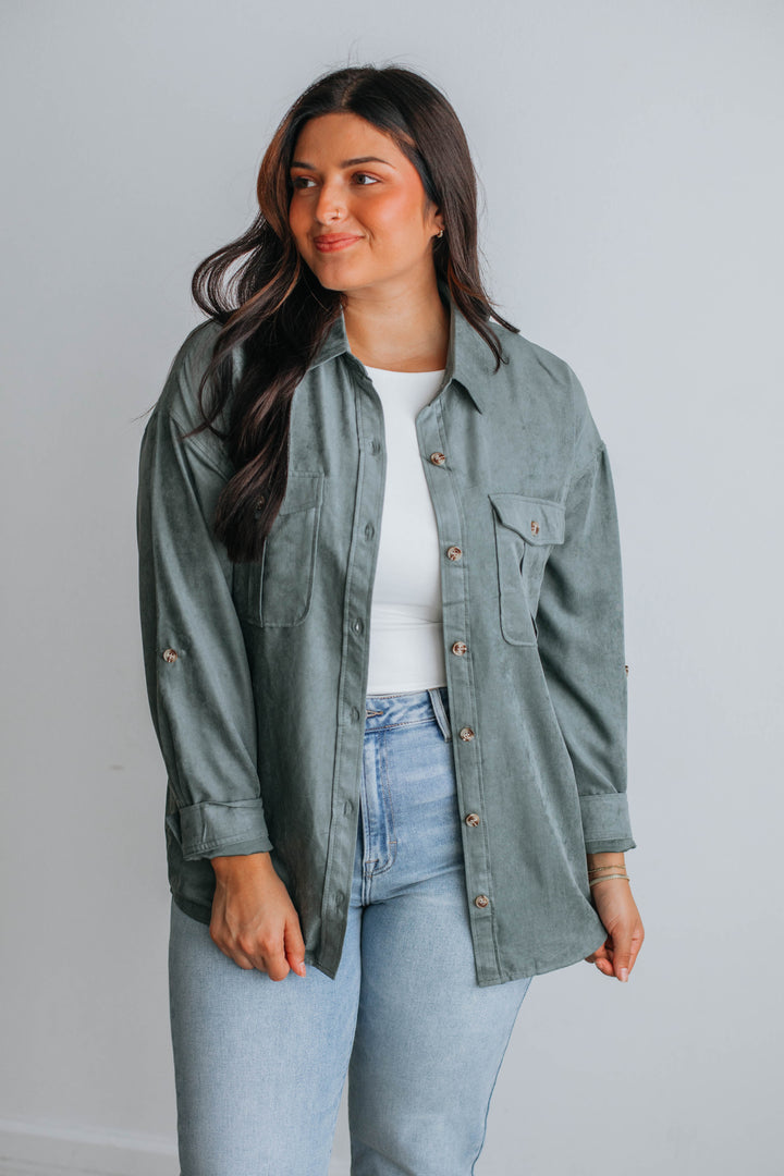 Harlem Lightweight Shacket - Spruce