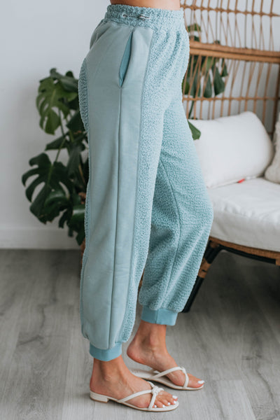 Hayden Sherpa Joggers - Dusty Blue