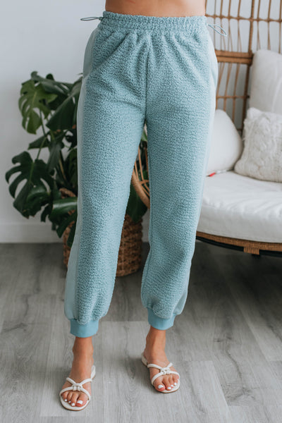 Hayden Sherpa Joggers - Dusty Blue
