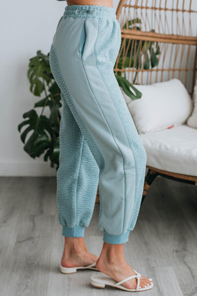 Hayden Sherpa Joggers - Dusty Blue