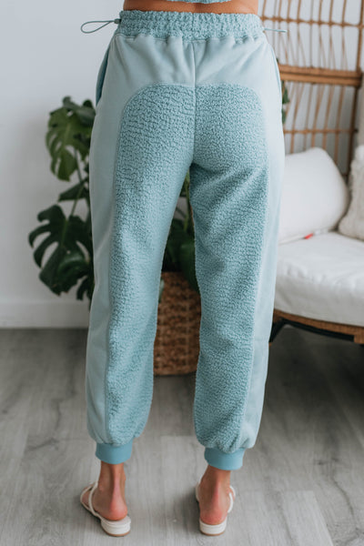 Hayden Sherpa Joggers - Dusty Blue