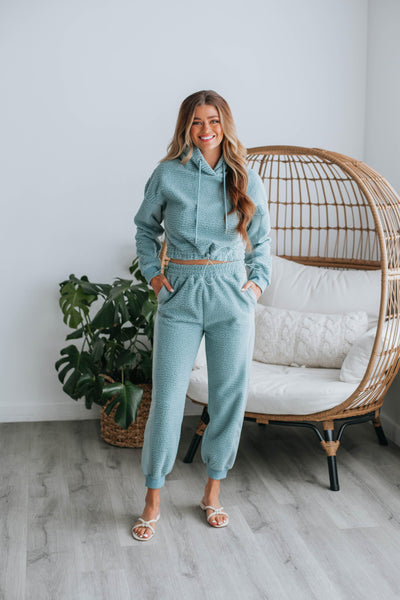 Hayden Sherpa Joggers - Dusty Blue
