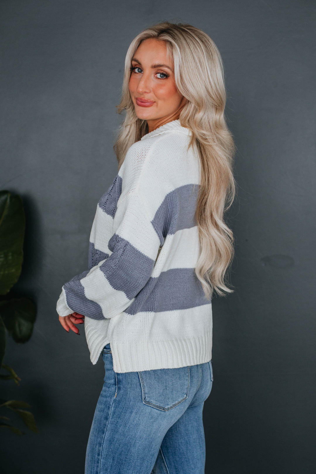 Heather Striped Sweater - Dove