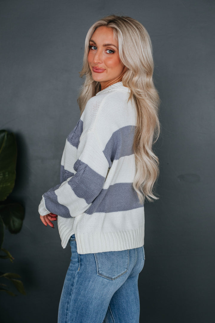 Heather Striped Sweater - Dove