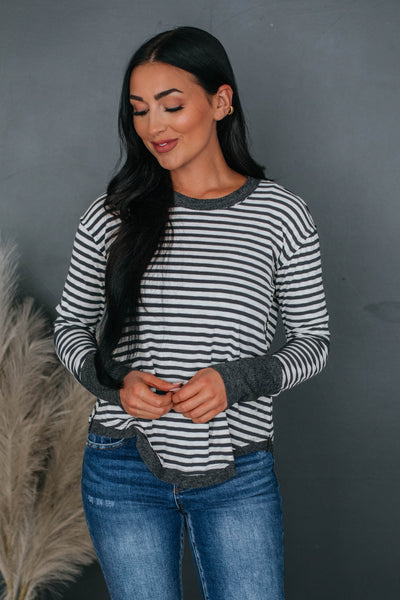 Howie Striped Top - Charcoal