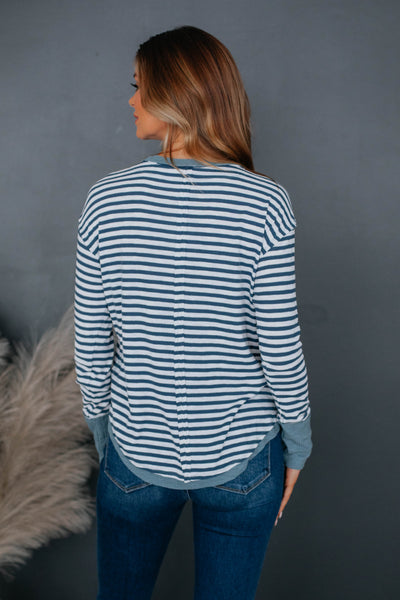 Howie Striped Top - Steel Blue