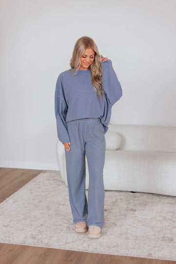 Cayla Striped Top - Dusty Periwinkle Mix