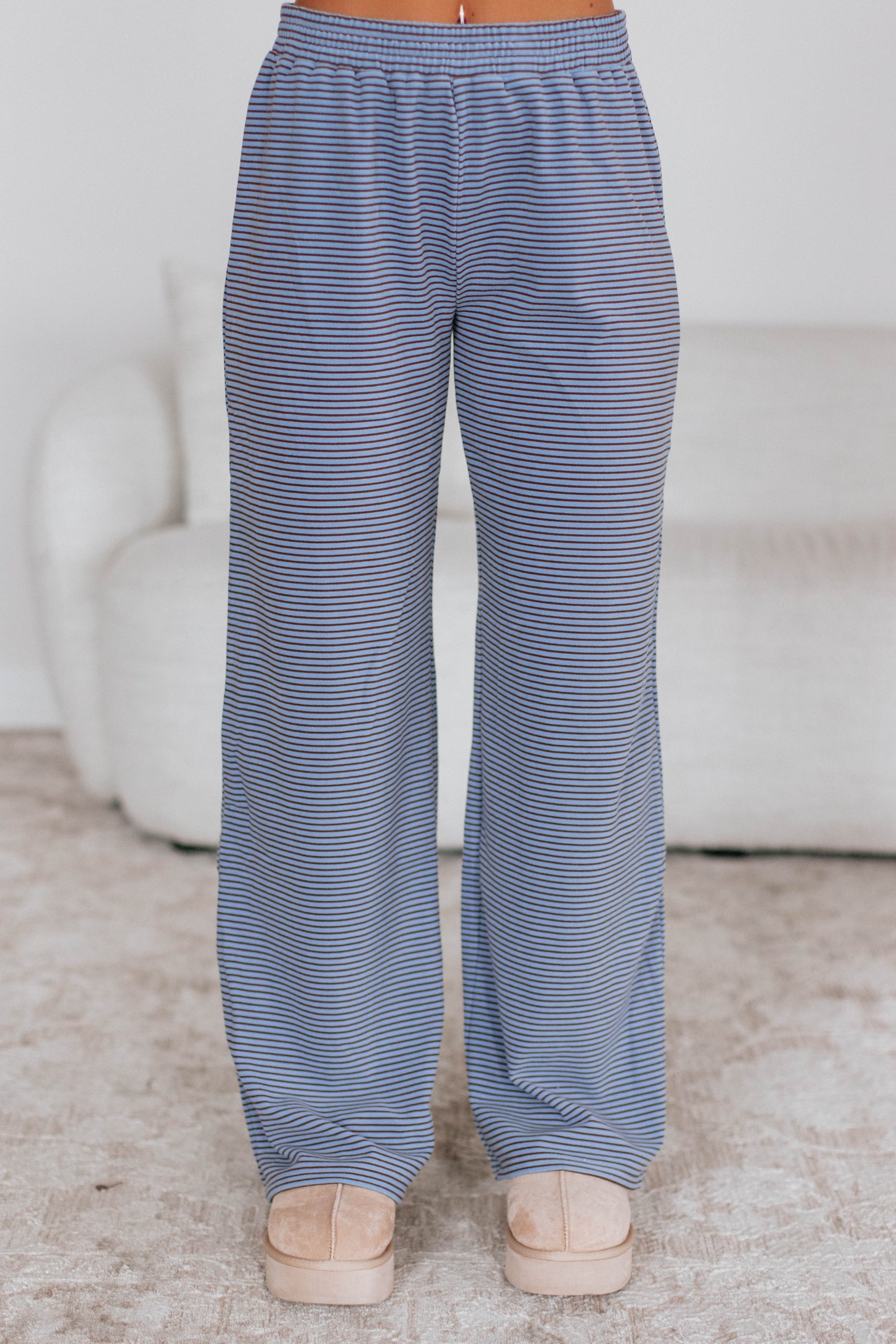 Cayla Striped Pants - Dusty Periwinkle Mix