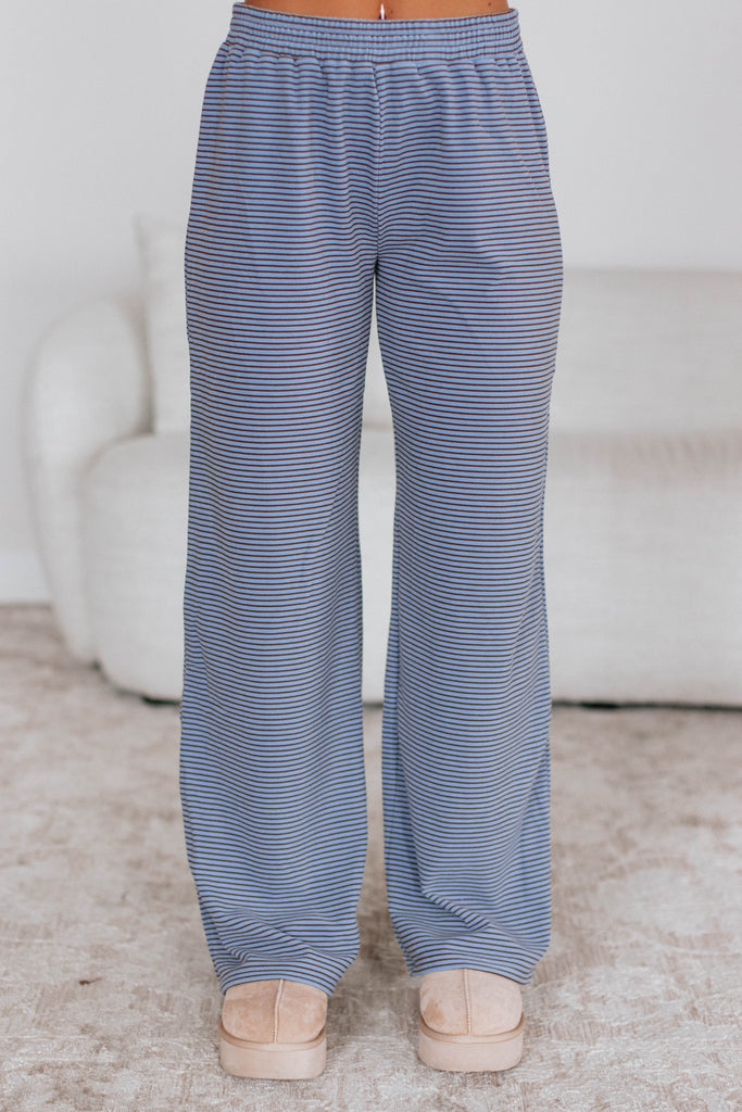 Cayla Striped Pants - Dusty Periwinkle Mix