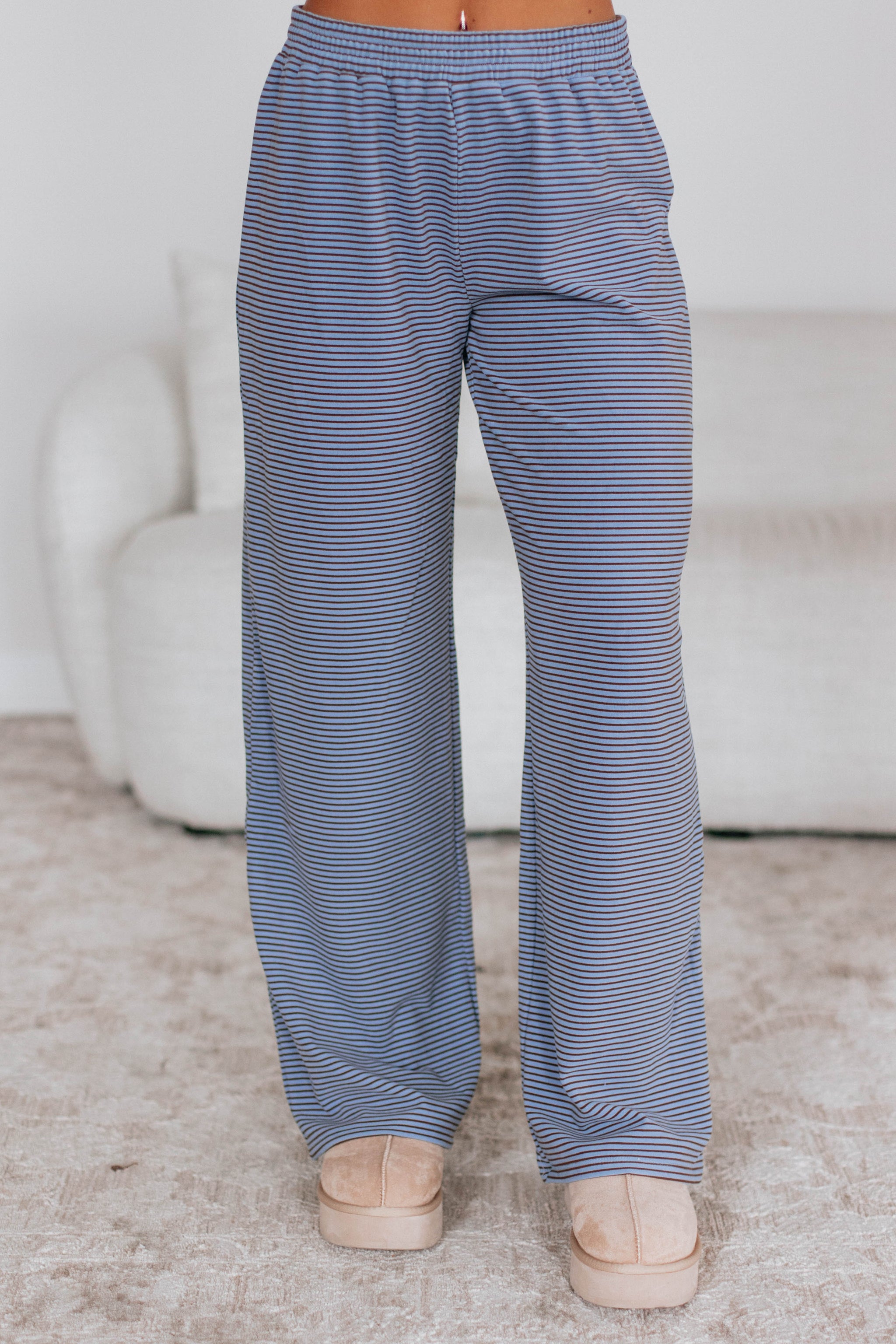 Cayla Striped Pants - Dusty Periwinkle Mix