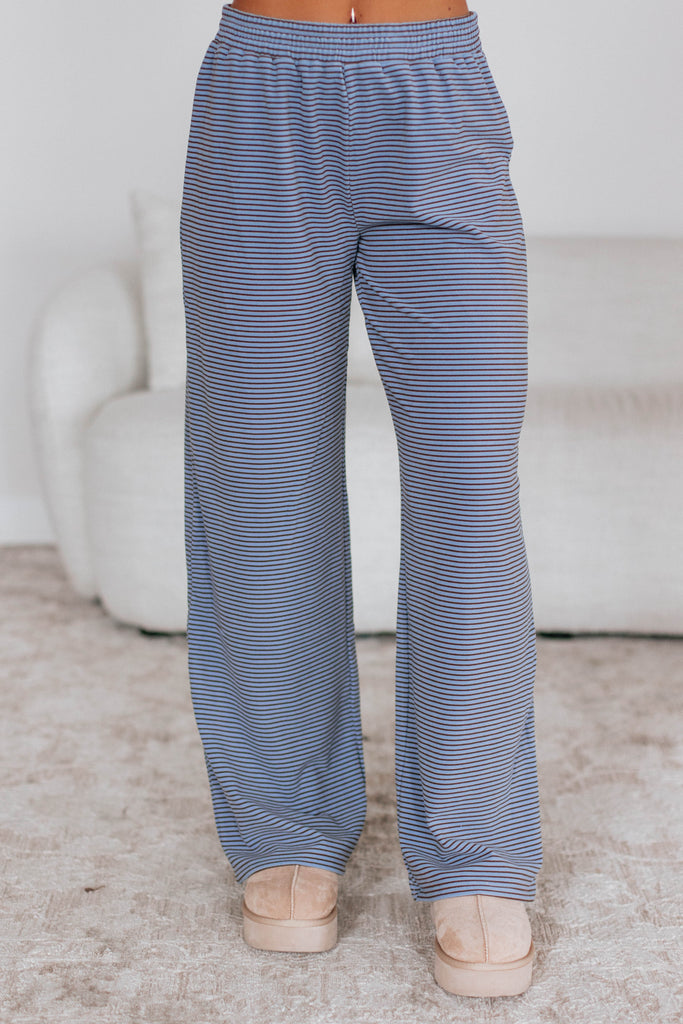 Cayla Striped Pants - Dusty Periwinkle Mix