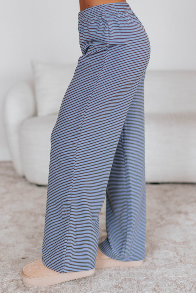 Cayla Striped Pants - Dusty Periwinkle Mix