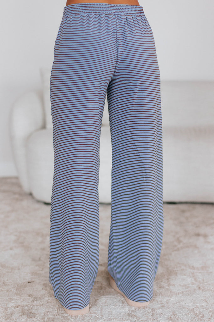Cayla Striped Pants - Dusty Periwinkle Mix