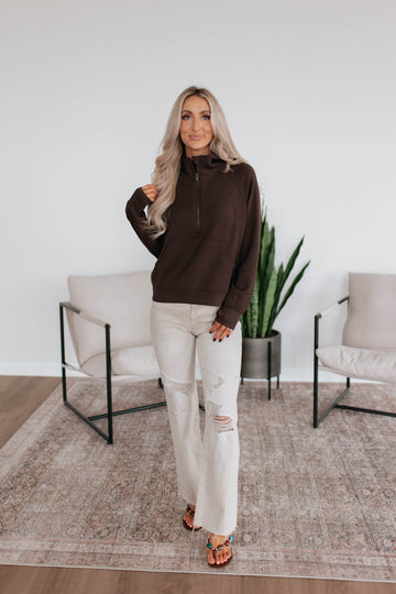 Aubrie Half-Zip Pullover - Espresso