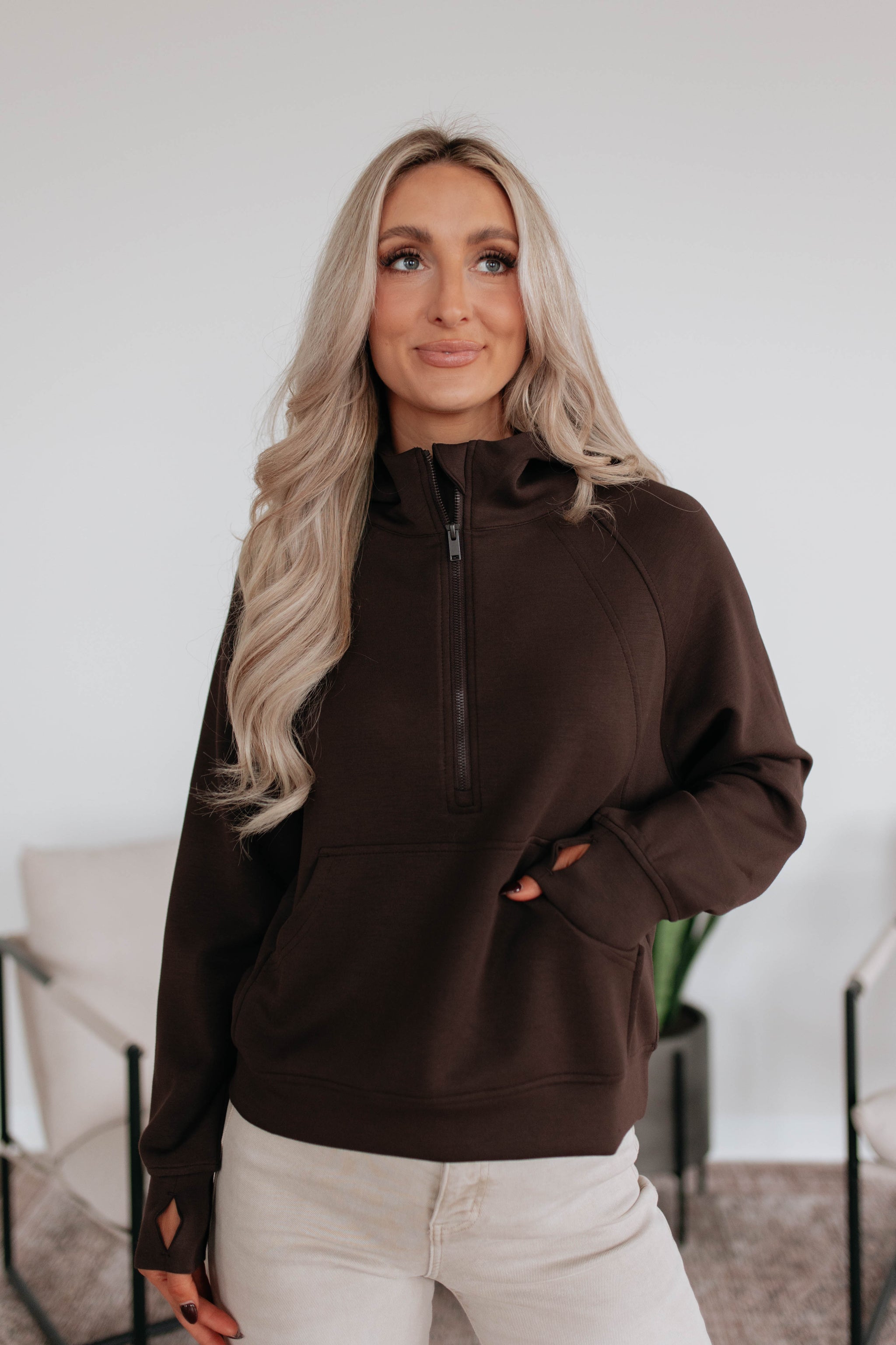 Aubrie Half-Zip Pullover - Espresso