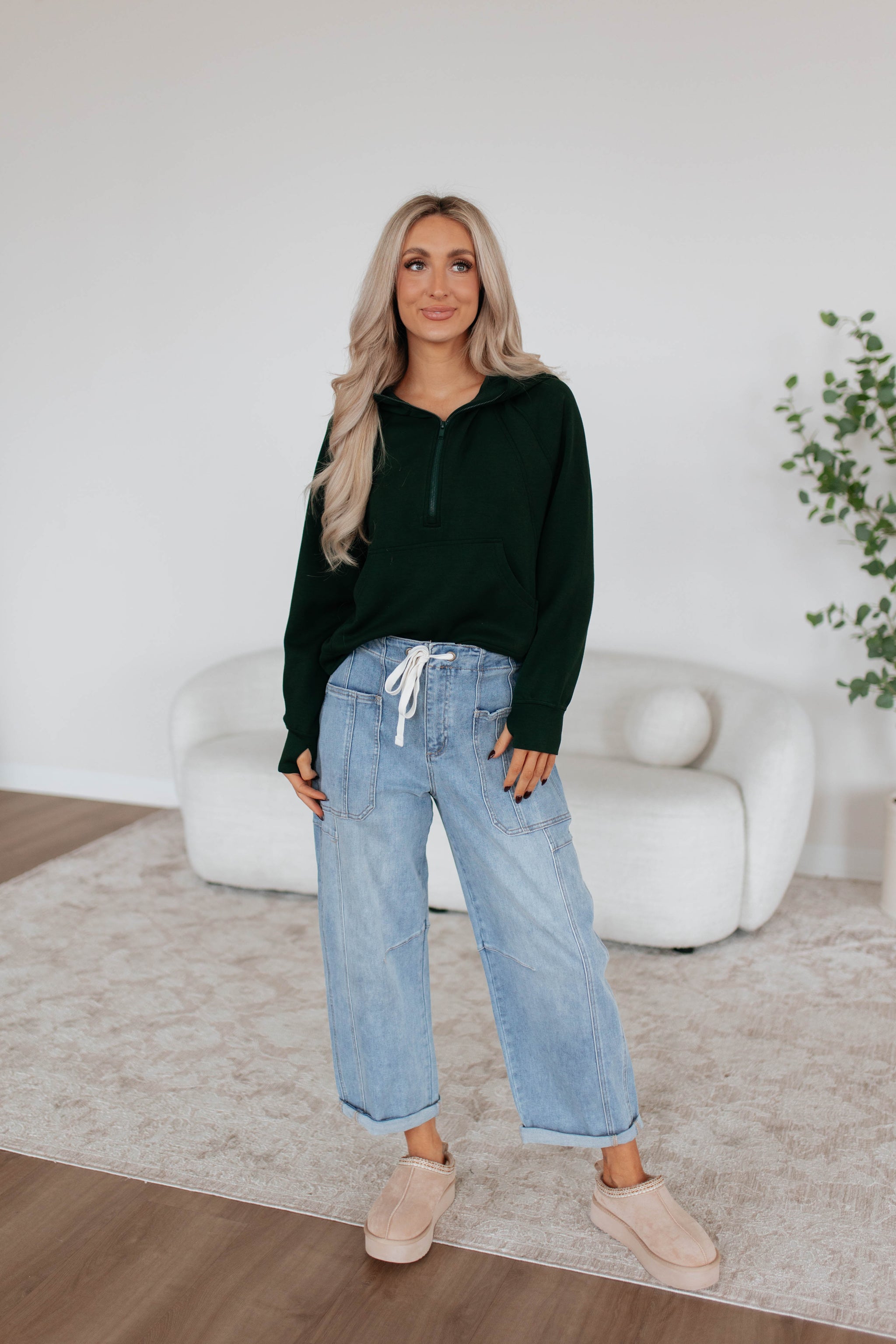 Aubrie Half-Zip Pullover - Hunter Green