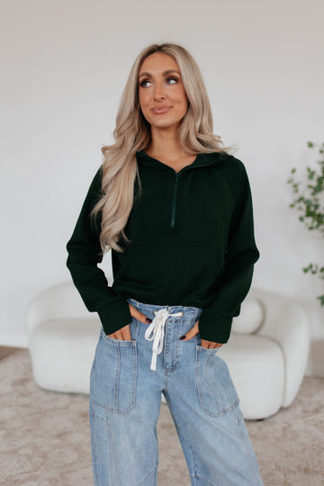 Aubrie Half-Zip Pullover - Hunter Green