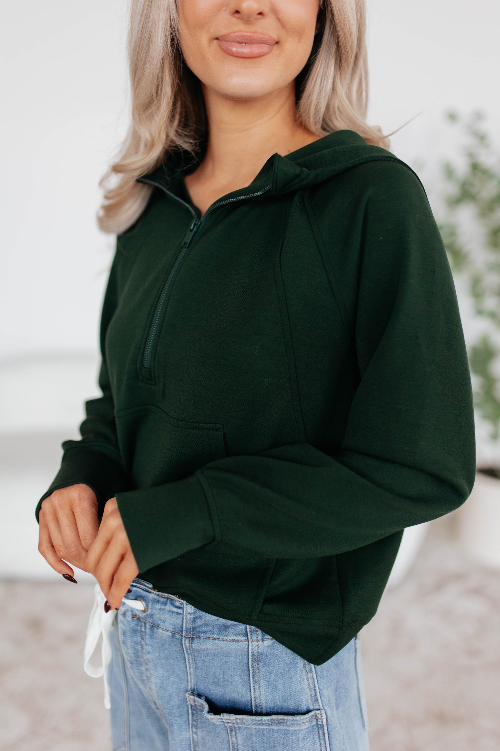 Aubrie Half-Zip Pullover - Hunter Green