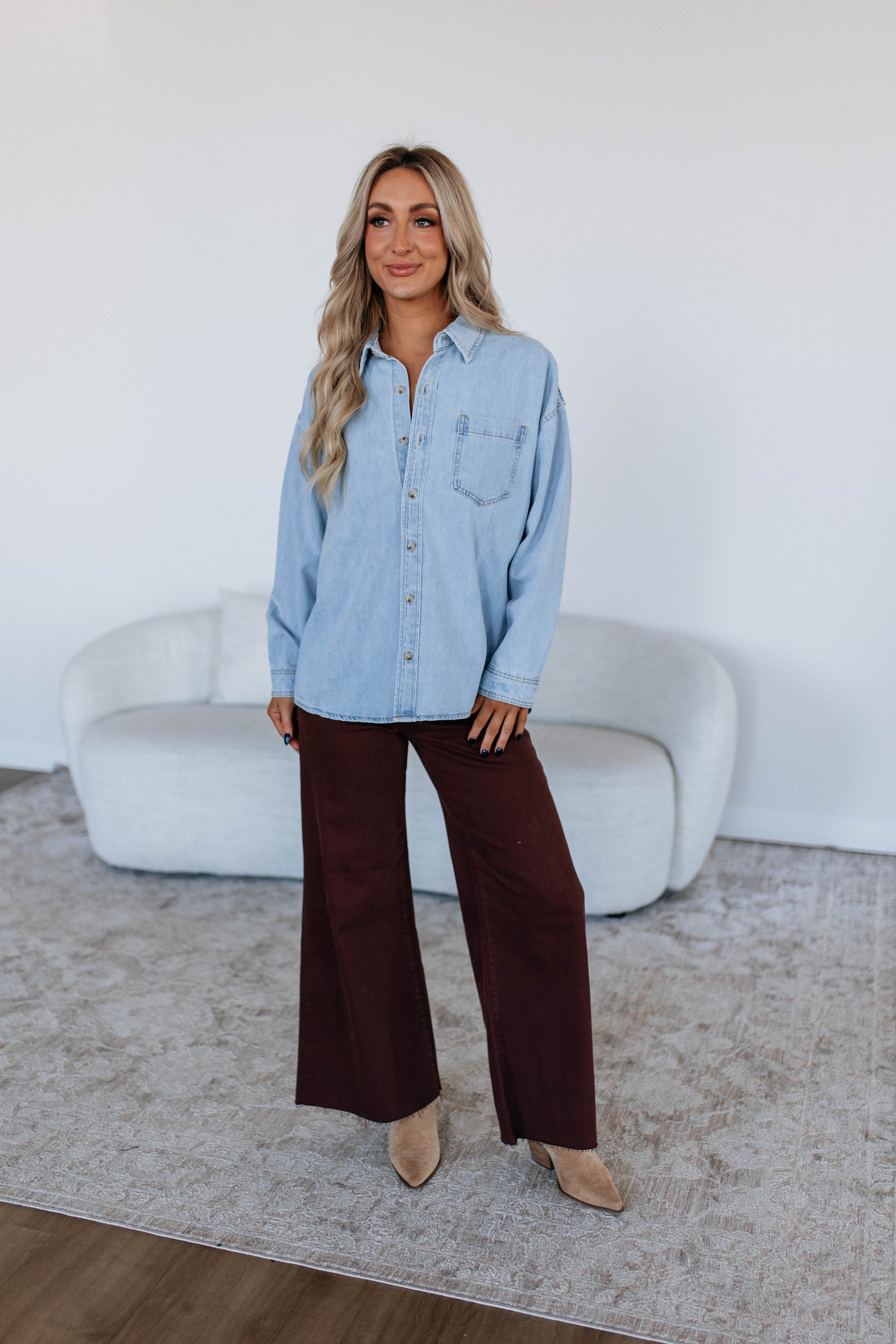 Jersie Denim Shacket - Light Wash