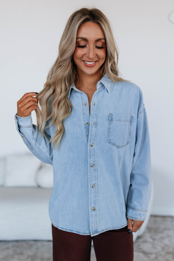 Jersie Denim Shacket - Light Wash