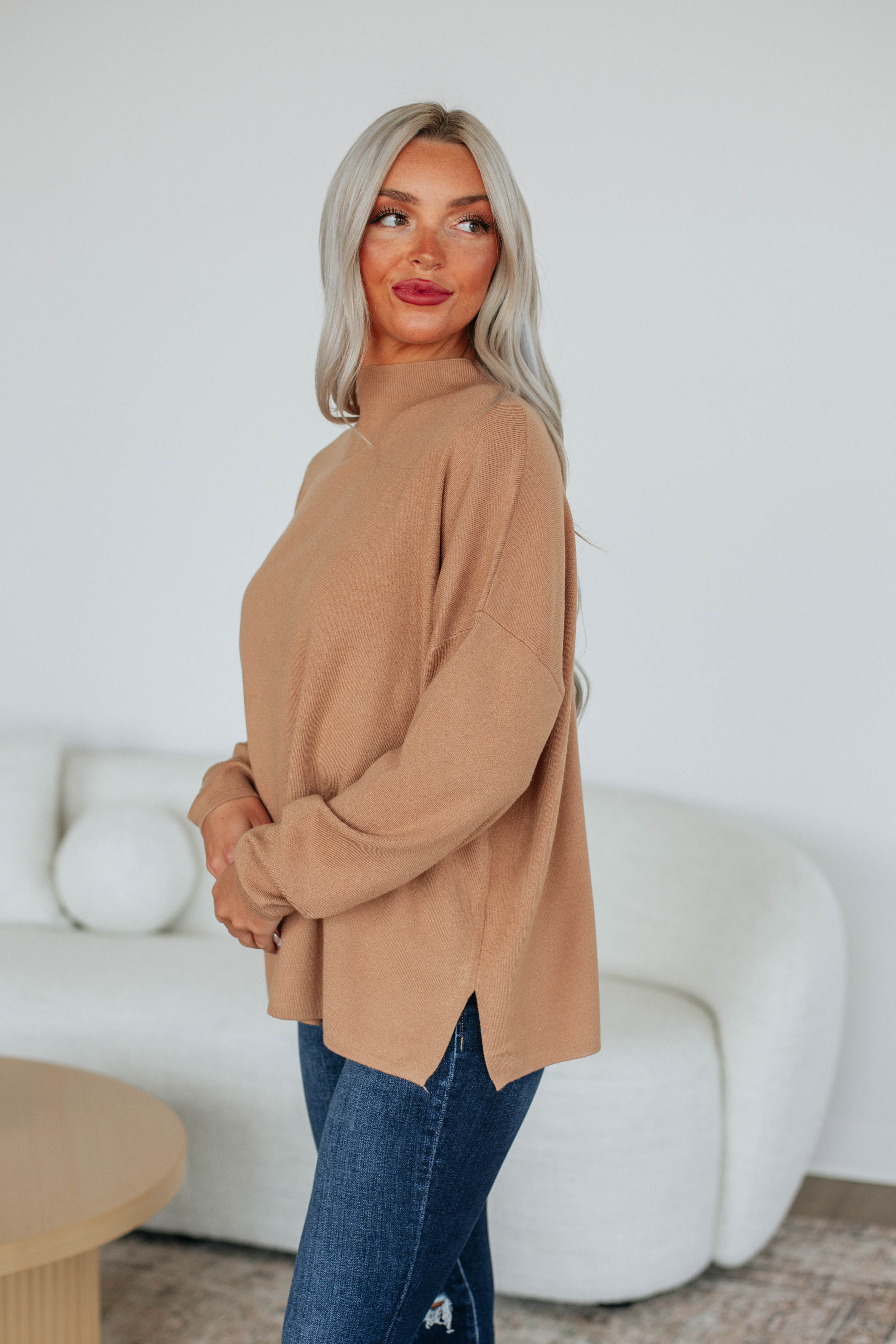 Imelda Mock Neck Sweater Camel Wild Oak Boutique