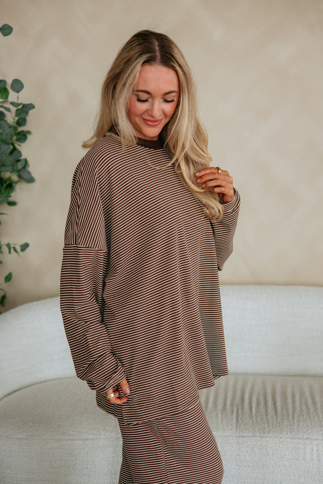 Cayla Striped Top - Chocolate Mix