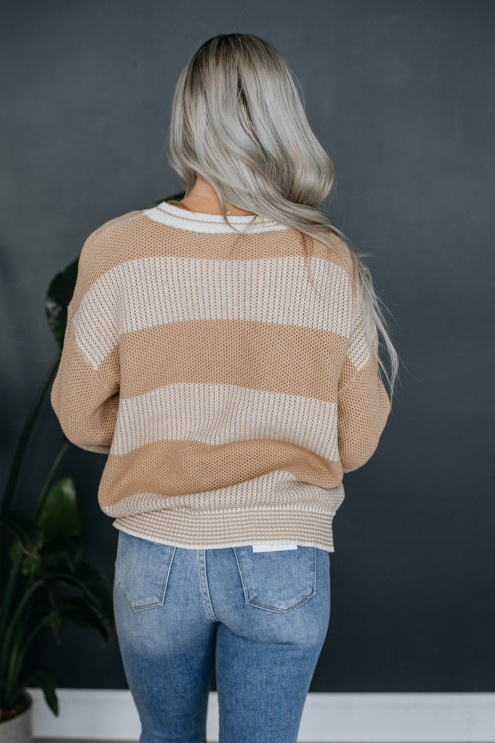 Ina Striped Sweater - Biscotti