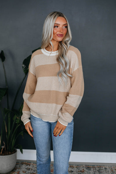 Ina Striped Sweater - Biscotti