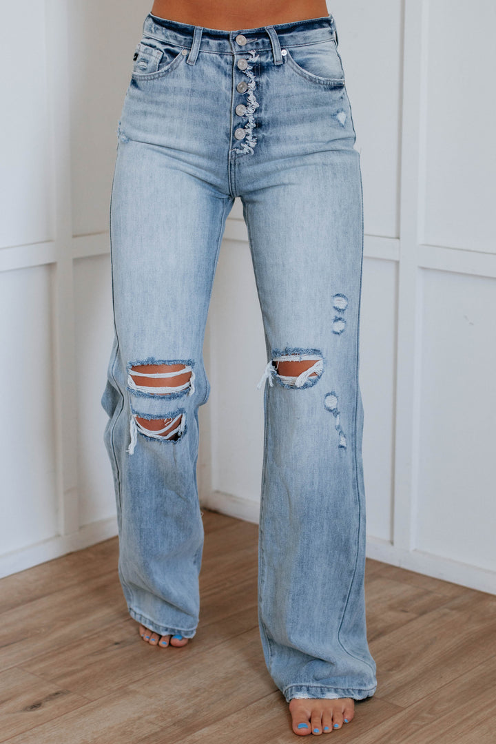 Isabelle Wide Leg KanCan Jeans - Light Wash