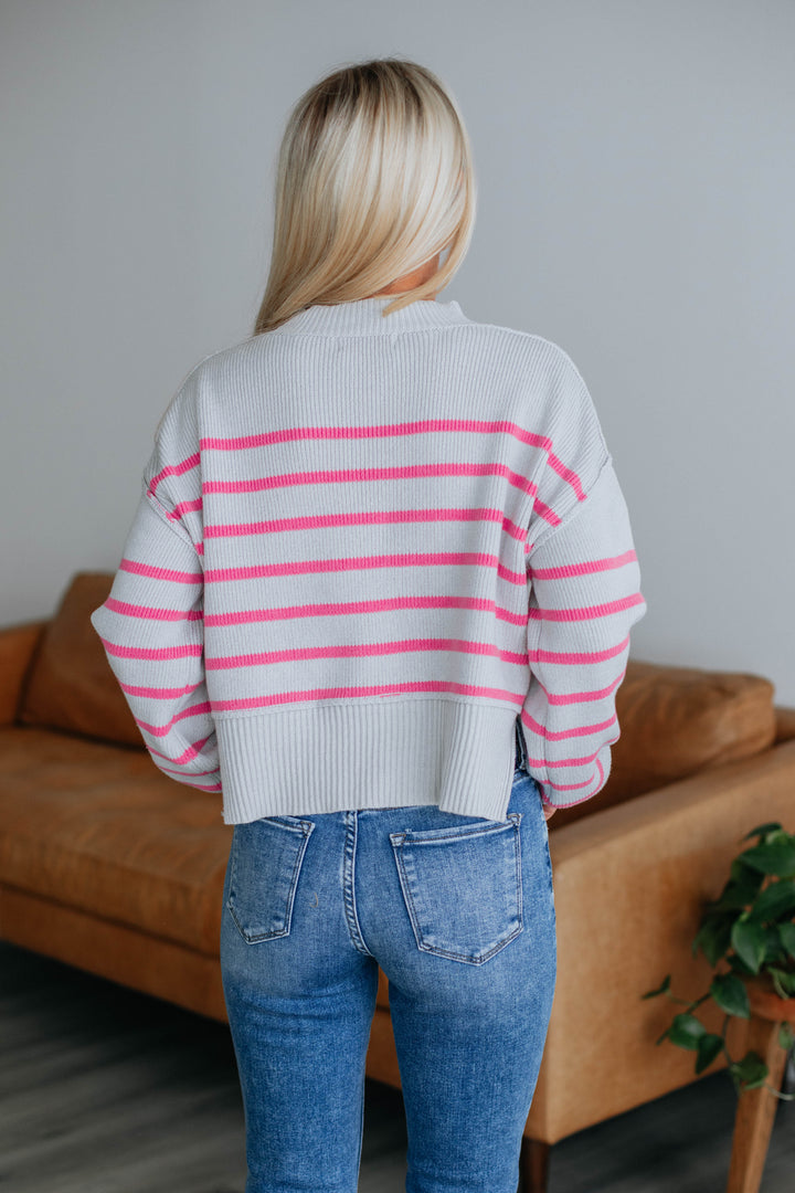 Jaslynn Striped Sweater - Grey Mix