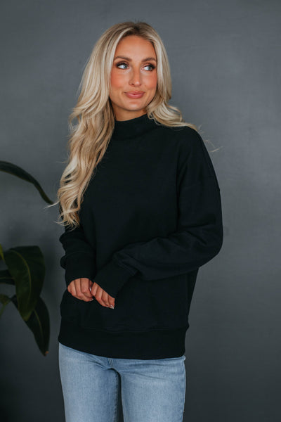 Jentri Mock Neck Sweatshirt - Black