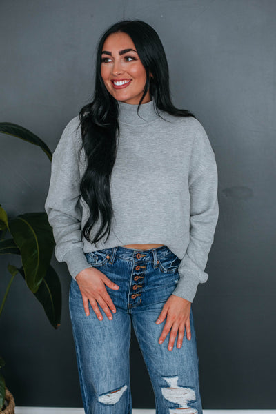 Jentri Mock Neck Sweatshirt - Heather Grey