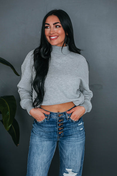 Jentri Mock Neck Sweatshirt - Heather Grey