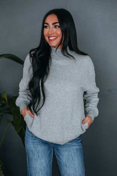 Jentri Mock Neck Sweatshirt - Heather Grey